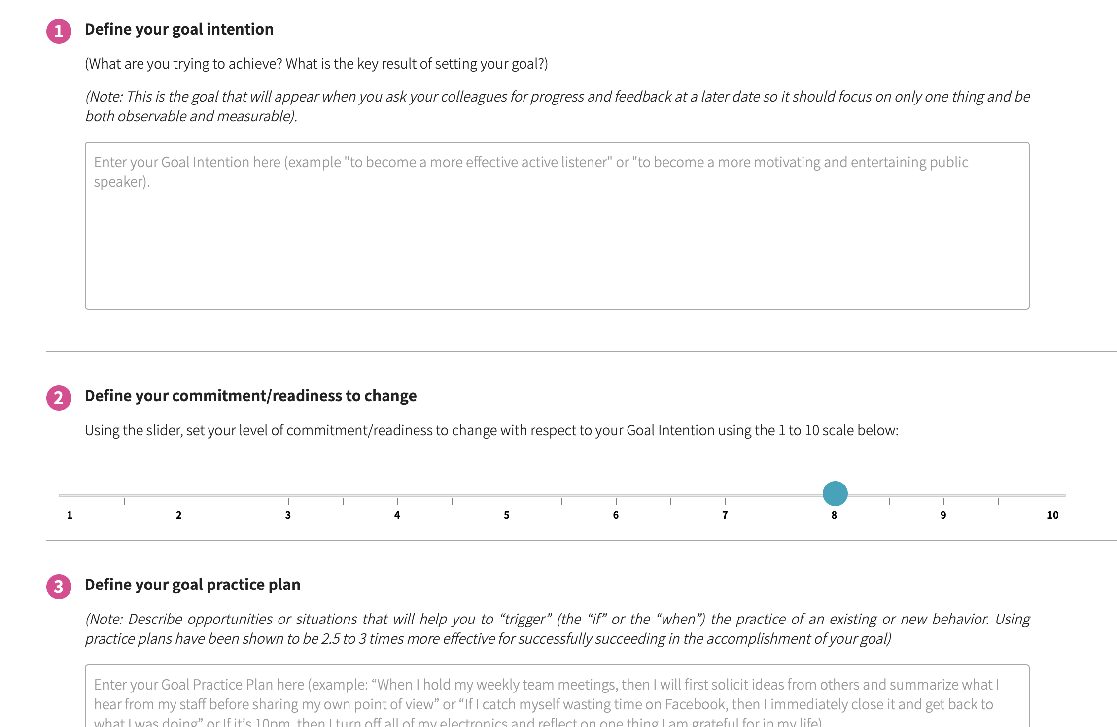 Talent Accelerator platform goal setting dashboard
