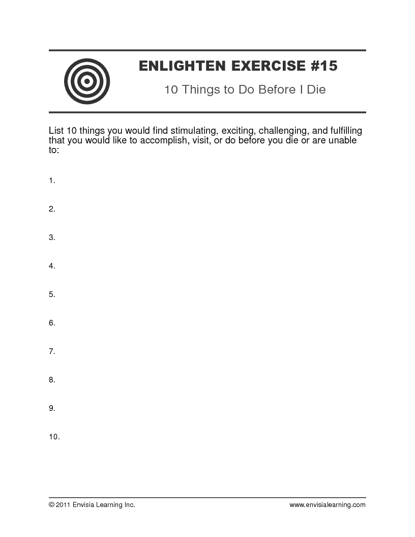 “10 Things to Do Before I Die” — printable PDF
