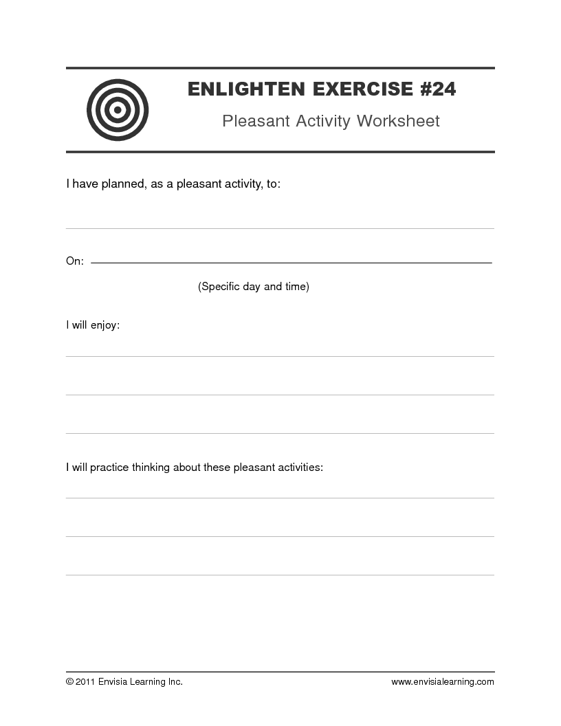 “Pleasant Activity Worksheet” — printable PDF