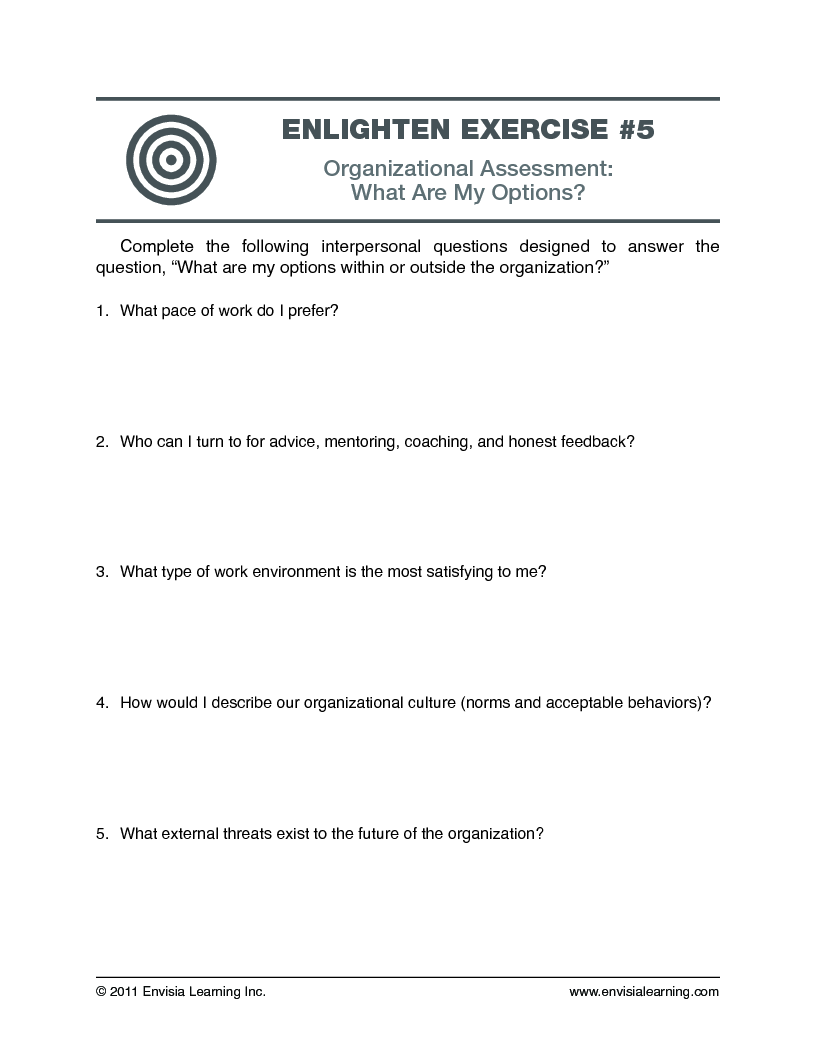 “Organizational Assessment-What are My Options?” — printable PDF