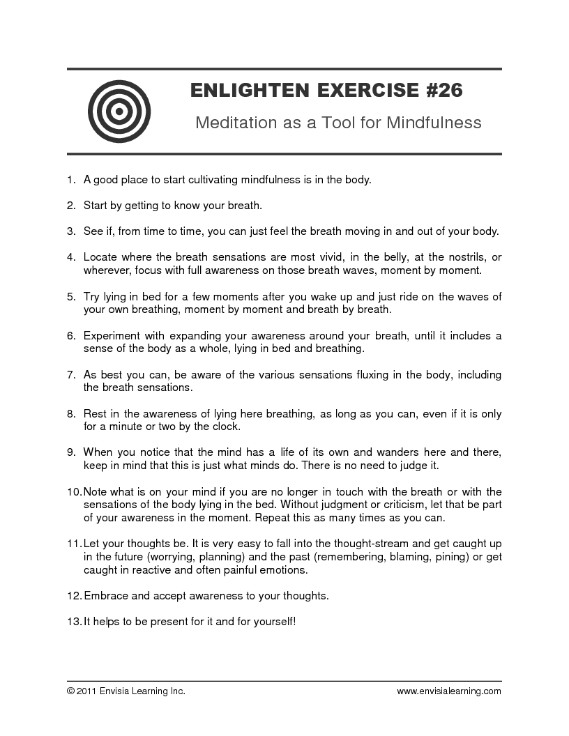 “Meditation as a Tool for Mindfulness” — printable PDF