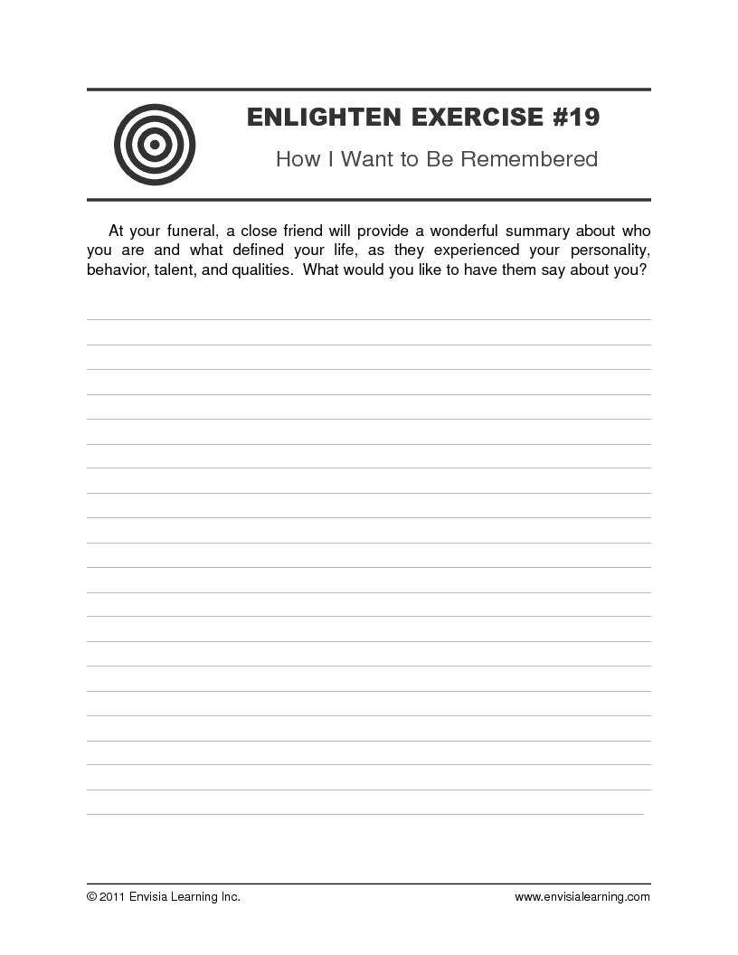 How I Want to Be Remembered — printable PDF
