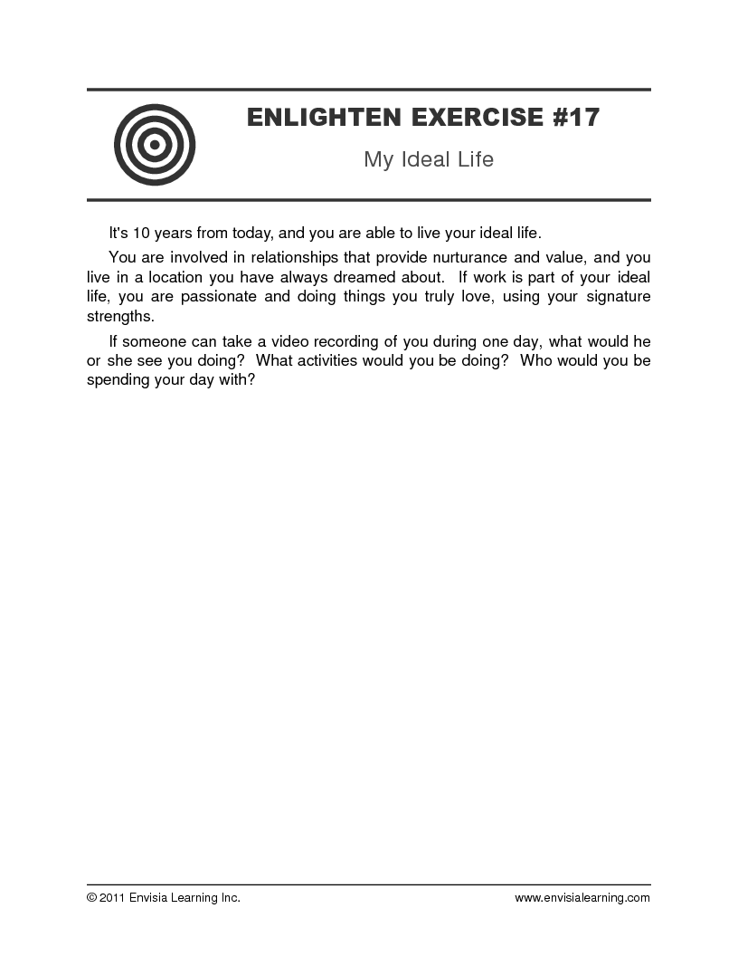 My Ideal Life — printable PDF