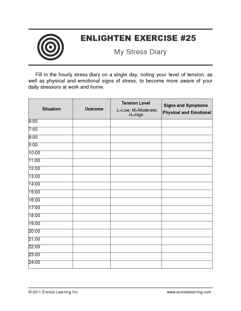My Stress Diary — printable PDF