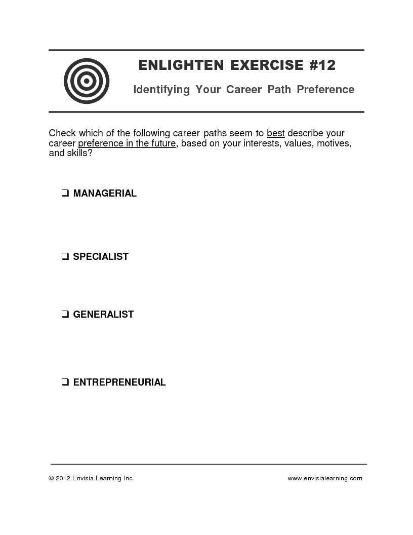 Identifying Your Career Path Preference — printable PDF