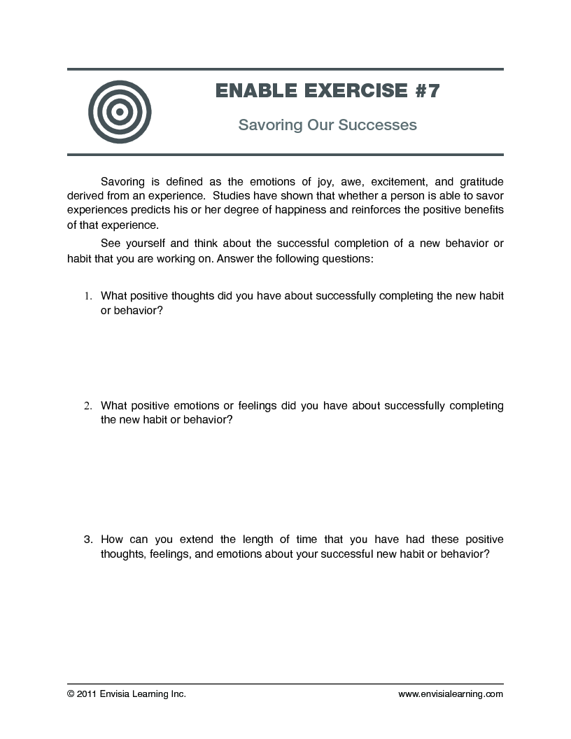 Savoring Our Successes — printable PDF