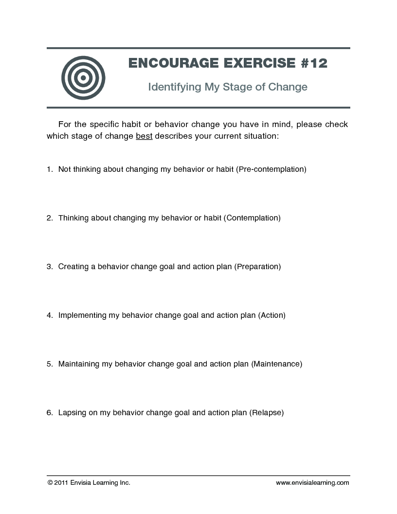 Identifying My Stage of Change — printable PDF