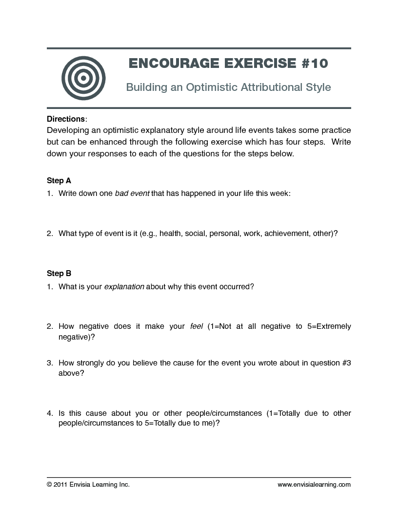 Building an Optimistic Attributional Style — printable PDF