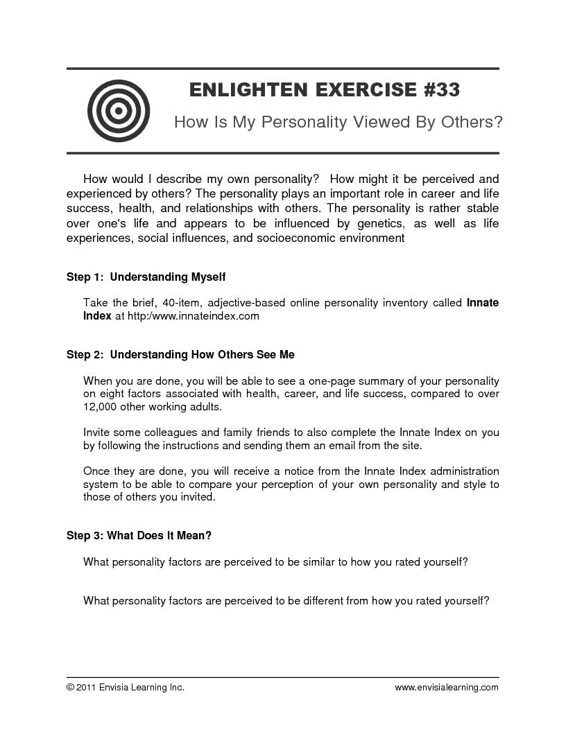 How is My Personality Viewed by Others? — printable PDF